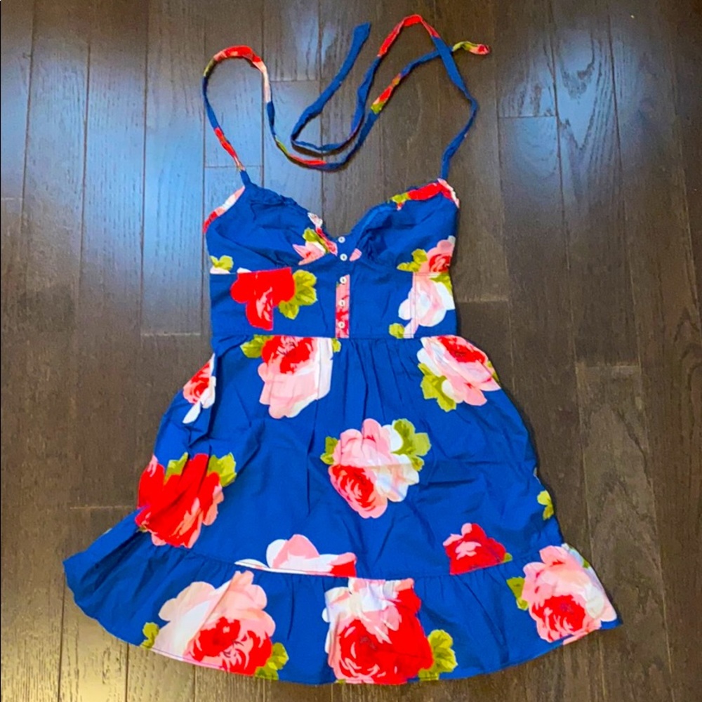 Abercrombie floral halter/crossback mini dress